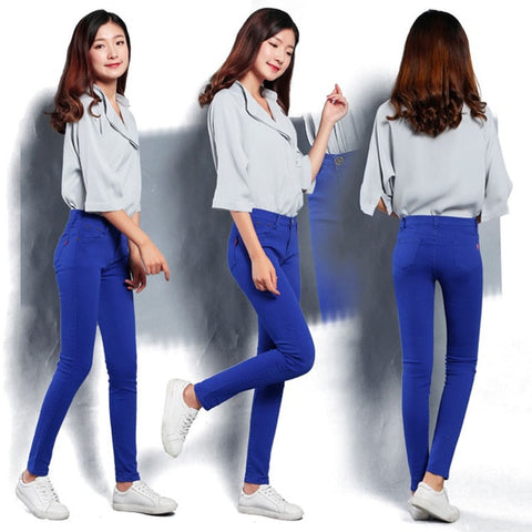 Denim Skinny White Women's Stretch Jeans Female 2019 Candy Color Cotton Jeans for Women Denim Pencil Jeans Pants Ladies Trousers