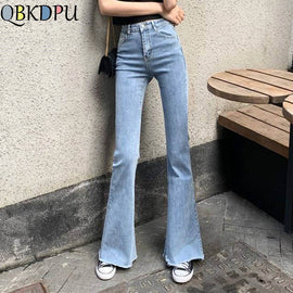 Mom Black High Waist Flare Jeans Boyfriend Bell Bottom Denim Skinny Woman's Jeans Female Wide Leg Vintage Jeans Plus Size XL