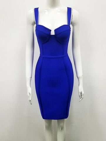 3 Colors Ladies Sexy Blue Yellow Black Rayon Bandage Dress 2019 Celebrity Designer Fashion Party Dress Vestido