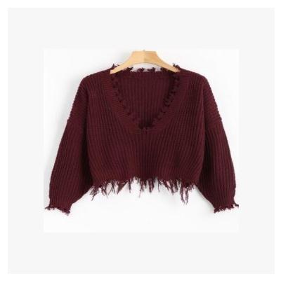 New Fashion 2019 Pullover Ripped Hole Sweaters Loose Jumper Casual White Sweater Women Knitting Sweaters Pull Long Sleev