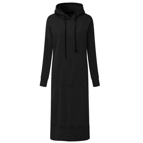 Autumn ZANZEA Long Sweatshirt Dress 2019 Winter Women Casual Hooded Long Sleeve Split Fleece Loose Basic Party Pullover Vestido