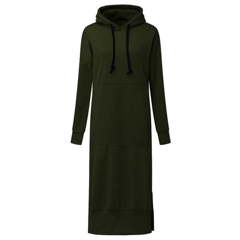 Autumn ZANZEA Long Sweatshirt Dress 2019 Winter Women Casual Hooded Long Sleeve Split Fleece Loose Basic Party Pullover Vestido