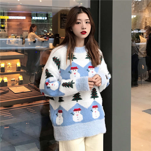 2019 Ugly Christmas Sweater autumn and winter new fashion thickening hippocampus Christmas snowman sweater sweater coat female