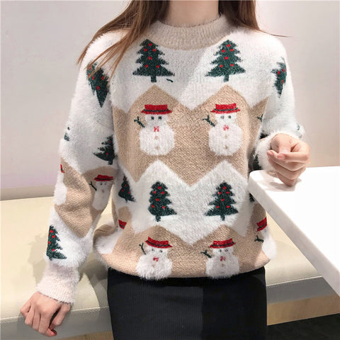 2019 Ugly Christmas Sweater autumn and winter new fashion thickening hippocampus Christmas snowman sweater sweater coat female