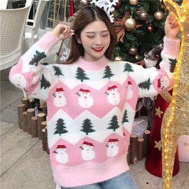 2019 Ugly Christmas Sweater autumn and winter new fashion thickening hippocampus Christmas snowman sweater sweater coat female