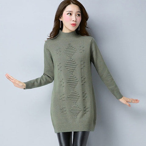 2019 Women Autumn Winter Sweater Long Sleeve Female casual Long Sweaters Solid Color Womens Jumper Pullover