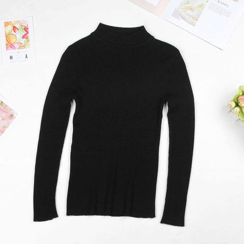 DeRuiLaDy 2019 Fall New Women Turtleneck Sweater Pullover Black Pink Knitted Slim Sweaters Tops Winter Casual Sweater Jumper Top