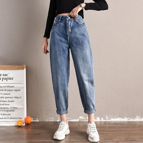 Spring Autumn jeans 2019 new Korean fashion casual tide high waist jeans plus size femme jeans women jeans loose harem pants