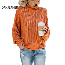 DANJEANER New Turtleneck Sweater Women Solid Casual Knitted Pullovers Fashion 2019 Female Warm Oversize Sweaters Tops for Women