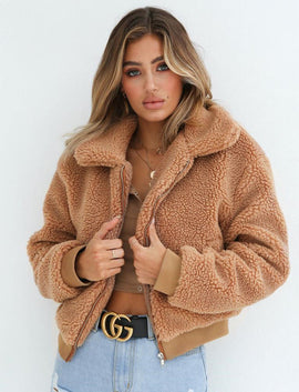 2019 Winter New Arrival Women Fleece Parka Jacket Coat Ladies Tops Overcoat Outwear Thick Warm Teddy Bear Pocket Cardigan Coat