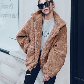 Fur coat women 2019 short casual winter basic jacket women fashion zipper warm solid autumn coat female jacket outwear BDR1007