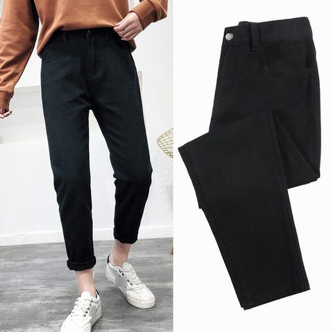 High Waist Jeans Woman Jeans Pink Beige Brown Black Plus Size Skinny Jeans For Women 2019 New Spring Summer Harem Pants