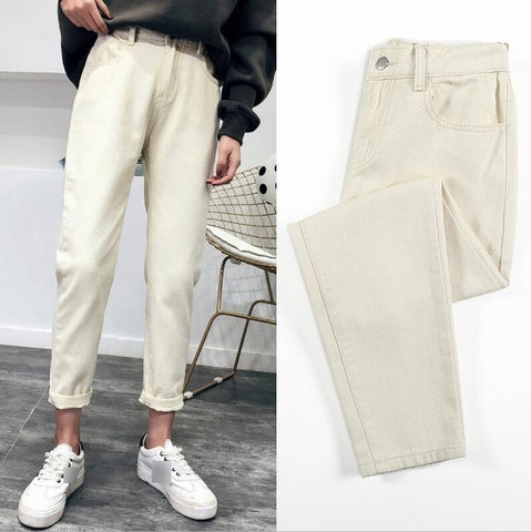 High Waist Jeans Woman Jeans Pink Beige Brown Black Plus Size Skinny Jeans For Women 2019 New Spring Summer Harem Pants