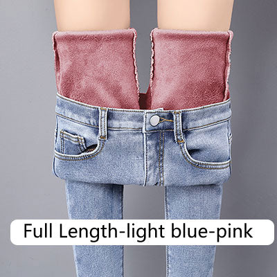 Winter Jeans Women's Korean High Waist Plus Velvet Skinny Jeans Female 2019 New Denim Streetwear Thick Warm Winter Feet Pants