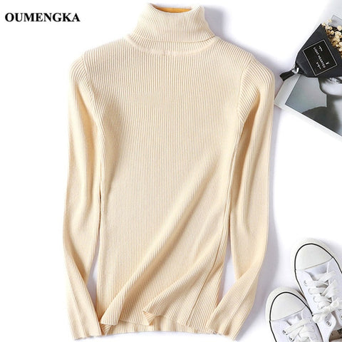 2019 Autumn Winter Women Knitted Turtleneck Sweater Casual Soft  Tricot  Jumper Fashion Slim Femme Elasticity Pullovers