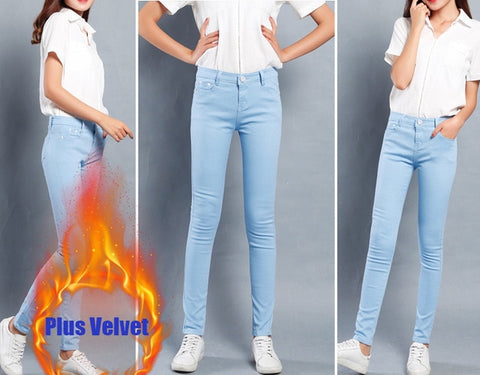 Denim Skinny White Women's Stretch Jeans Female 2019 Candy Color Cotton Jeans for Women Denim Pencil Jeans Pants Ladies Trousers