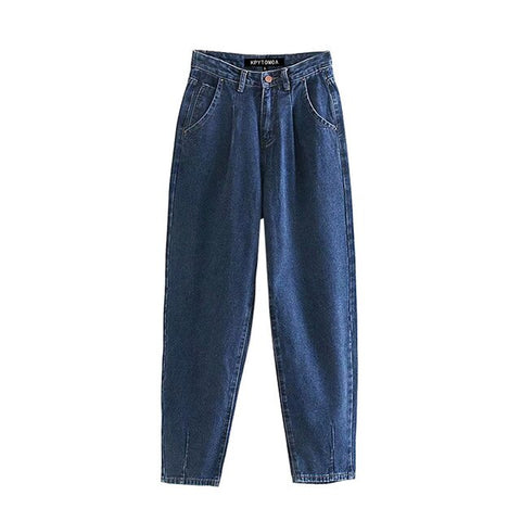 Vintage Stylish High Waist Harem Pants Washed Effect Jeans Women 2019 Fashion Pockets Zipper Fly With Darts Ankle Trousers Jean