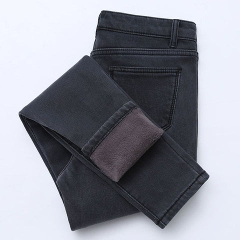 New Winter Thick Fleece Jeans For Women Stretch Warm Skinny Denim Velvet Pencil Jeans Stretch Female Trousers