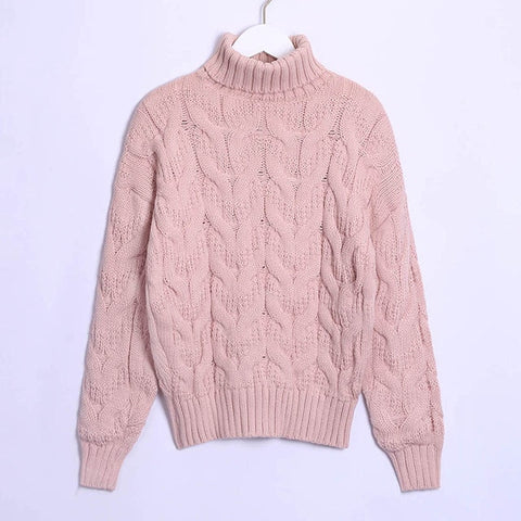 Wixra Sweaters 2019 Autumn Winter Solid Thick Turtleneck Casual Ladies Knitted Sweater Pullovers Women's Jumpers