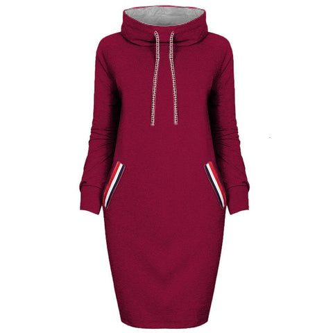 VOZRO Multicolor High Lead Long Sleeve Package Buttocks Winter Maxi Autumn Casual Sweater Red Dress Women Vestido Clothes Befree