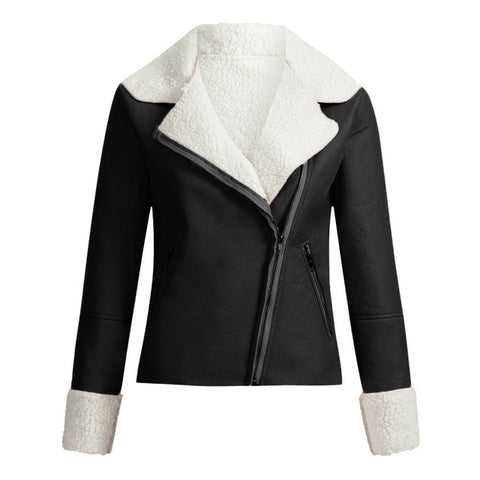 Women's Jacket Women Lapel Suede Leather Buckle Cool Pilot Jacket Faux Lamb Wool Motorcycle Jackets Women's Coat sweatshirt