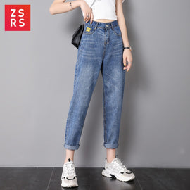 Zsrs jeans woman mom jeans pants boyfriend jeans for women with high waist push up large size ladies jeans denim 4xl 2019