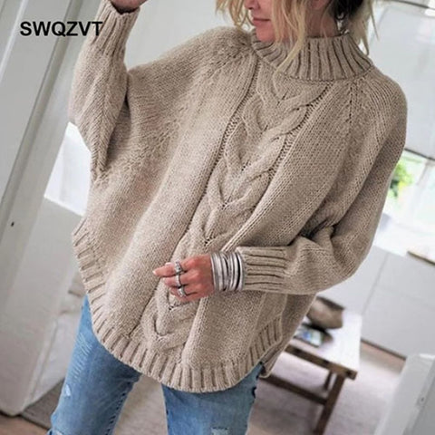 Irregular women turtleneck sweater plus size autumn winter women jumper tops warm loose knitted pullover sweater ladies DR886