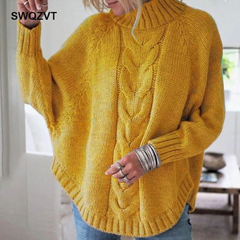 Irregular women turtleneck sweater plus size autumn winter women jumper tops warm loose knitted pullover sweater ladies DR886