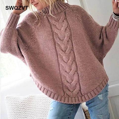 Irregular women turtleneck sweater plus size autumn winter women jumper tops warm loose knitted pullover sweater ladies DR886