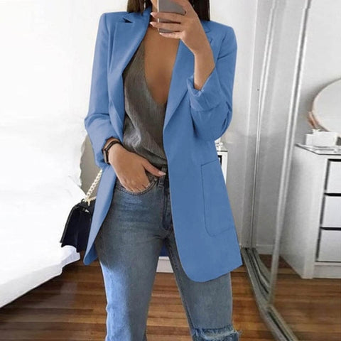 Elsvios 5XL Women Autumn Business Jacket Spring Office Lady Slim Coat Outwear Casual Long Sleeve Basic Tops chaquetas mujer