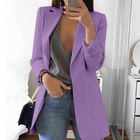 Elsvios 5XL Women Autumn Business Jacket Spring Office Lady Slim Coat Outwear Casual Long Sleeve Basic Tops chaquetas mujer