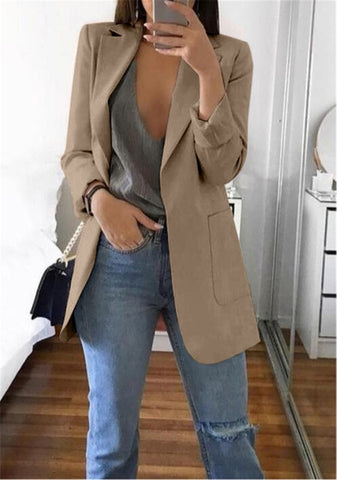 Elsvios 5XL Women Autumn Business Jacket Spring Office Lady Slim Coat Outwear Casual Long Sleeve Basic Tops chaquetas mujer