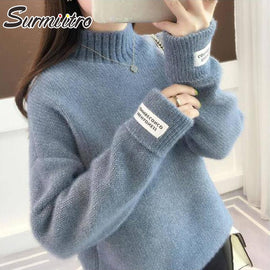 Surmiitro Mink Cashmere Knitted Sweater Women Turtleneck For Autumn Winter 2019 Long Sleeve Jumper Korean Ladies Pullover Female