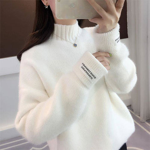 Surmiitro Mink Cashmere Knitted Sweater Women Turtleneck For Autumn Winter 2019 Long Sleeve Jumper Korean Ladies Pullover Female