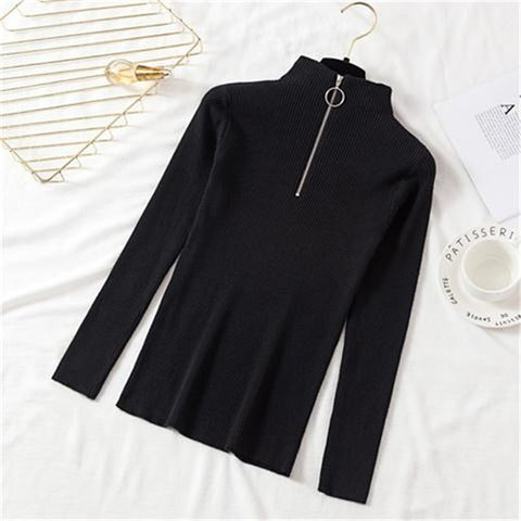 Woman Sweater Autumn And Winter Short Zipper Turtleneck Sweater Long Sleeve Women Sweaters And Pullovers Women Knitted Jacket