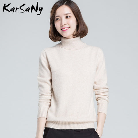 KarSaNy Turtleneck Sweater Female Plus Size Sweaters Women Autumn Winter High Collar Wool Sweater Turtleneck For Women Jumper