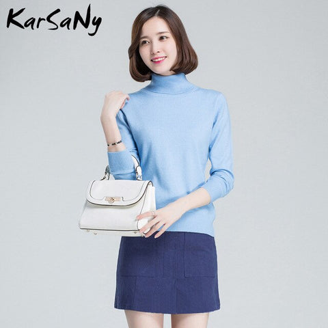 KarSaNy Turtleneck Sweater Female Plus Size Sweaters Women Autumn Winter High Collar Wool Sweater Turtleneck For Women Jumper