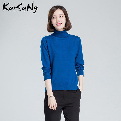 KarSaNy Turtleneck Sweater Female Plus Size Sweaters Women Autumn Winter High Collar Wool Sweater Turtleneck For Women Jumper