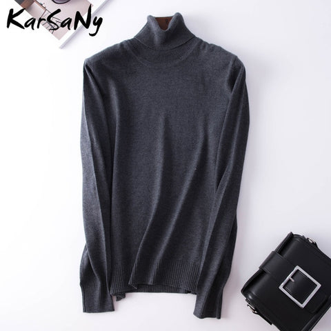 KarSaNy Turtleneck Sweater Female Plus Size Sweaters Women Autumn Winter High Collar Wool Sweater Turtleneck For Women Jumper