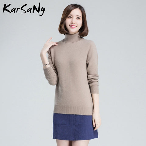 KarSaNy Turtleneck Sweater Female Plus Size Sweaters Women Autumn Winter High Collar Wool Sweater Turtleneck For Women Jumper