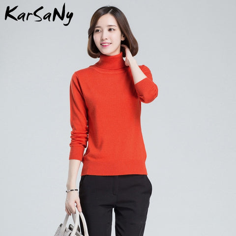 KarSaNy Turtleneck Sweater Female Plus Size Sweaters Women Autumn Winter High Collar Wool Sweater Turtleneck For Women Jumper