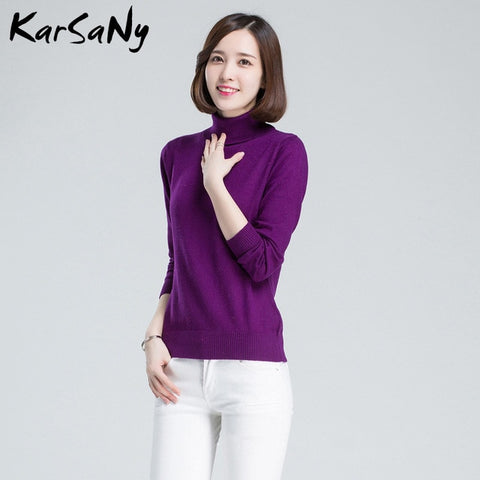 KarSaNy Turtleneck Sweater Female Plus Size Sweaters Women Autumn Winter High Collar Wool Sweater Turtleneck For Women Jumper