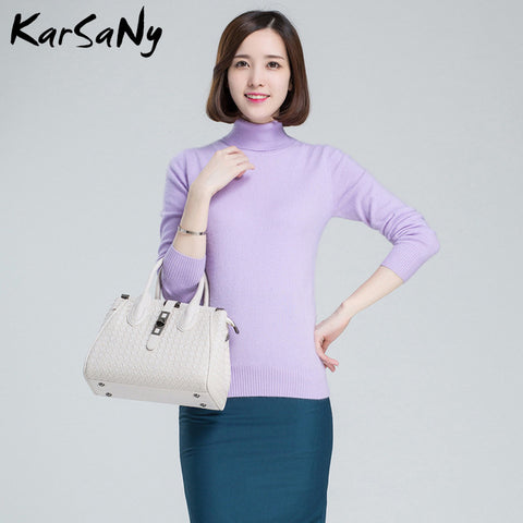 KarSaNy Turtleneck Sweater Female Plus Size Sweaters Women Autumn Winter High Collar Wool Sweater Turtleneck For Women Jumper