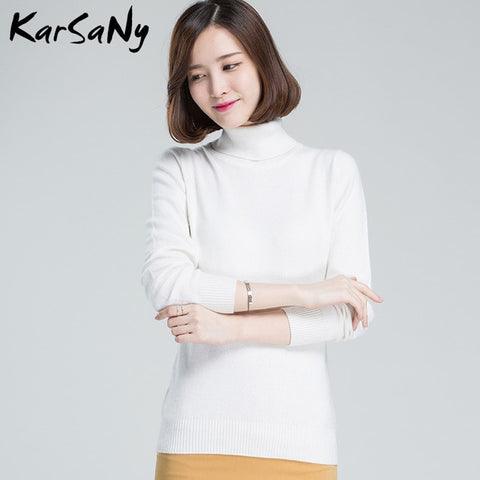 KarSaNy Turtleneck Sweater Female Plus Size Sweaters Women Autumn Winter High Collar Wool Sweater Turtleneck For Women Jumper