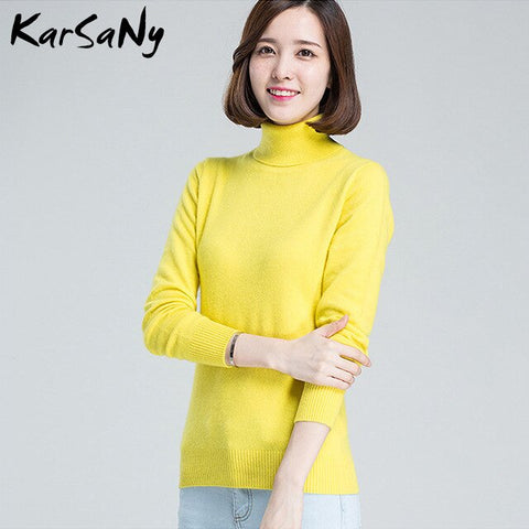 KarSaNy Turtleneck Sweater Female Plus Size Sweaters Women Autumn Winter High Collar Wool Sweater Turtleneck For Women Jumper