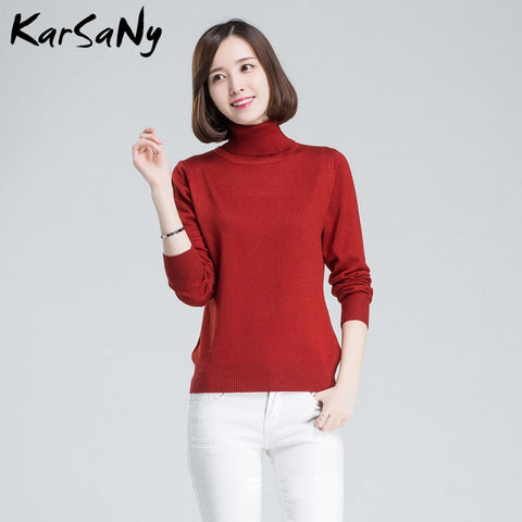 KarSaNy Turtleneck Sweater Female Plus Size Sweaters Women Autumn Winter High Collar Wool Sweater Turtleneck For Women Jumper