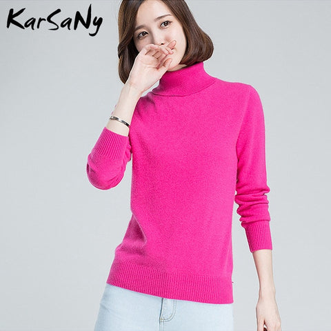 KarSaNy Turtleneck Sweater Female Plus Size Sweaters Women Autumn Winter High Collar Wool Sweater Turtleneck For Women Jumper