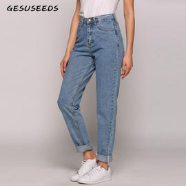 Vintage high waist jeans women ladies boyfriend jeans for womens jeans denim light blue korean jeans mujer mom fit