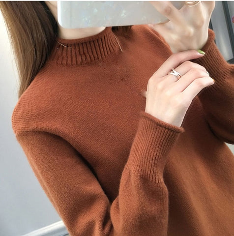 Autumn Winter Cashmere Sweater Women Knitted Turtleneck Pullover Long Sleeve Tricot Sweaters And Pullovers Female Jumper Tops