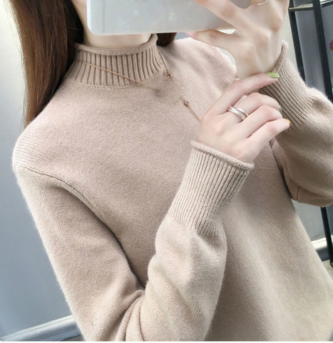 Autumn Winter Cashmere Sweater Women Knitted Turtleneck Pullover Long Sleeve Tricot Sweaters And Pullovers Female Jumper Tops